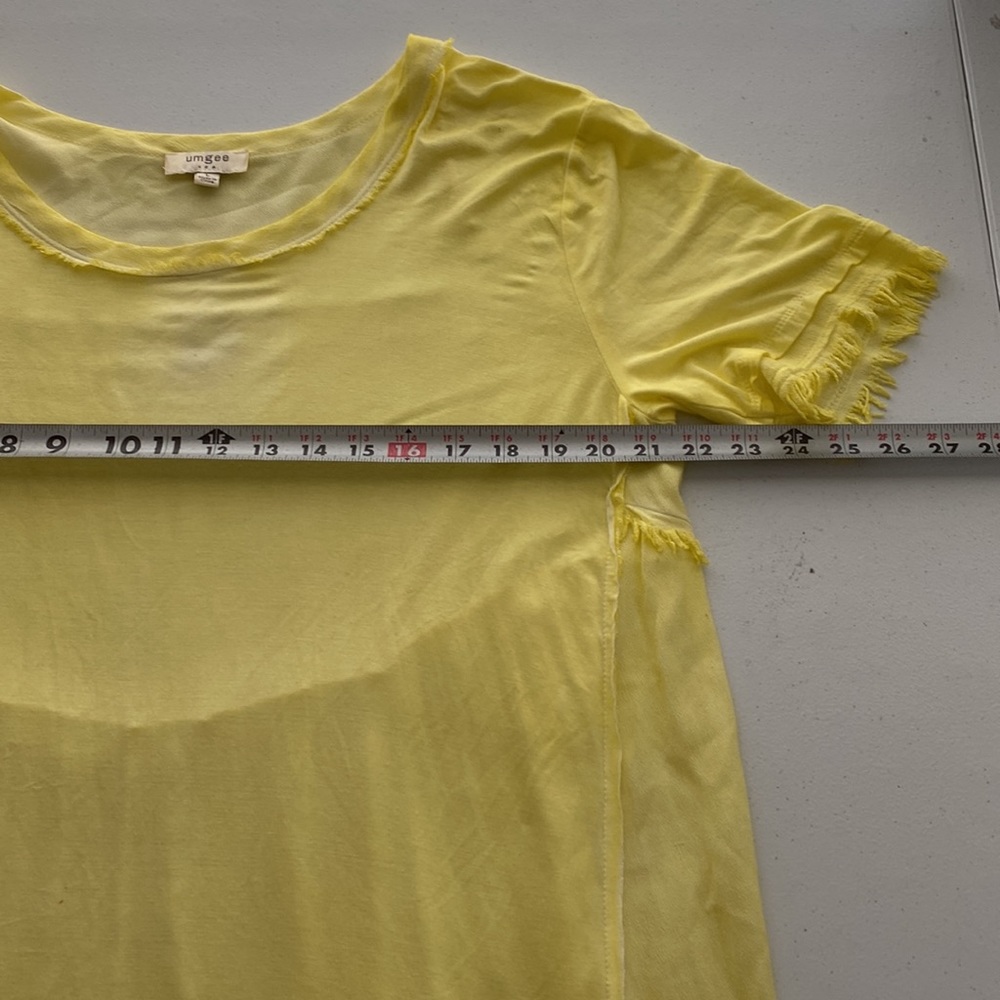 Umgee Yellow Scoop neck Fringe Hem Tunic Dress Size L - Picture 6 of 10